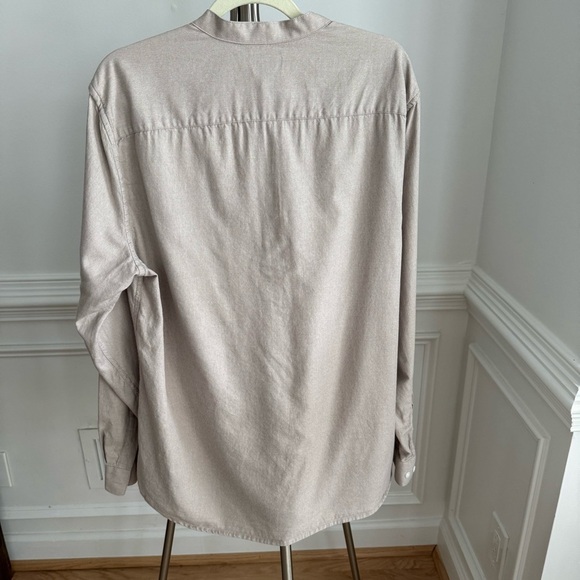 H&M Regular Fit Light Beige Minimalist 100% Cotton Button-Down Shirt Size Large - Picture 4 of 6